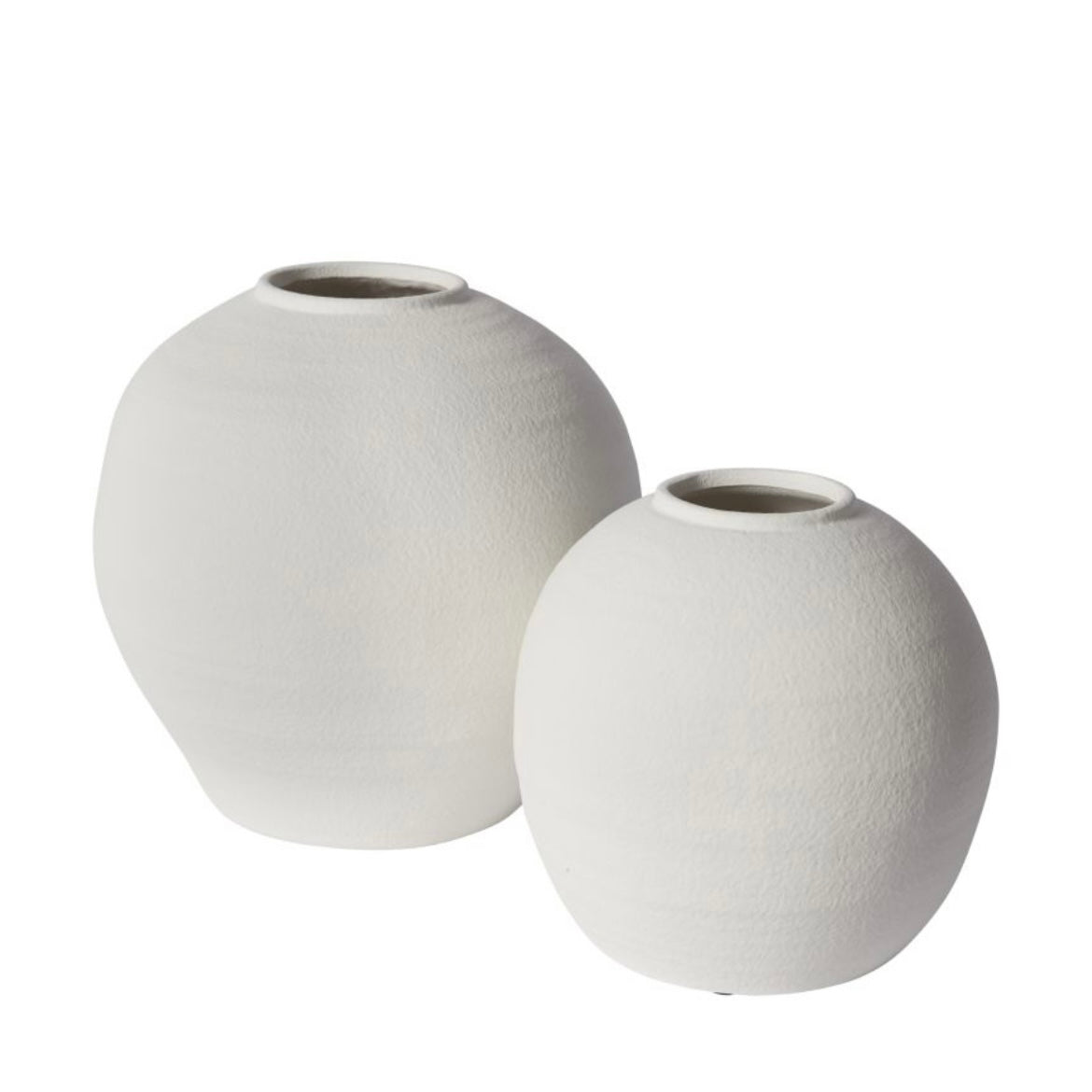 White Round Cement Vase