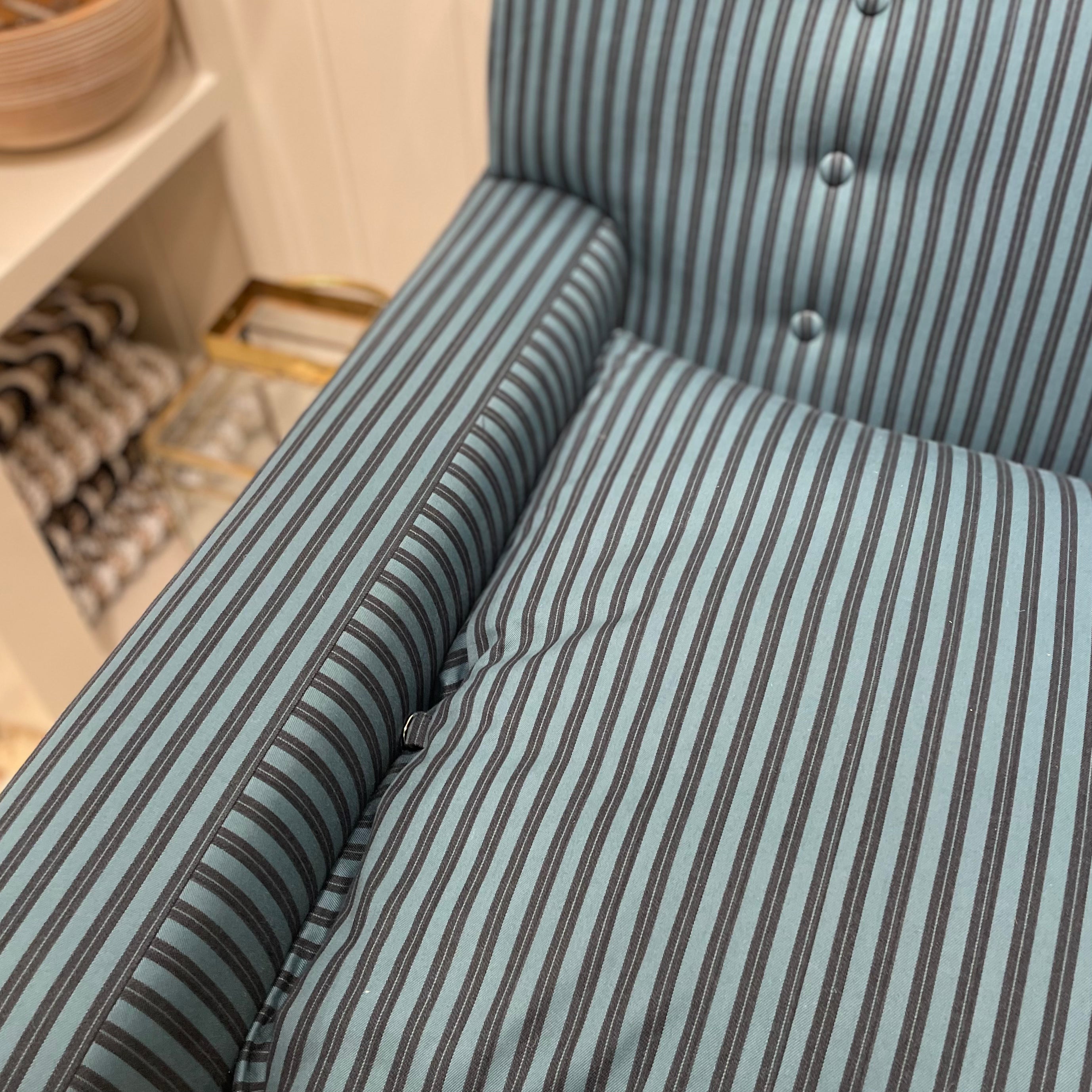 Vintage Blue Striped Sofa