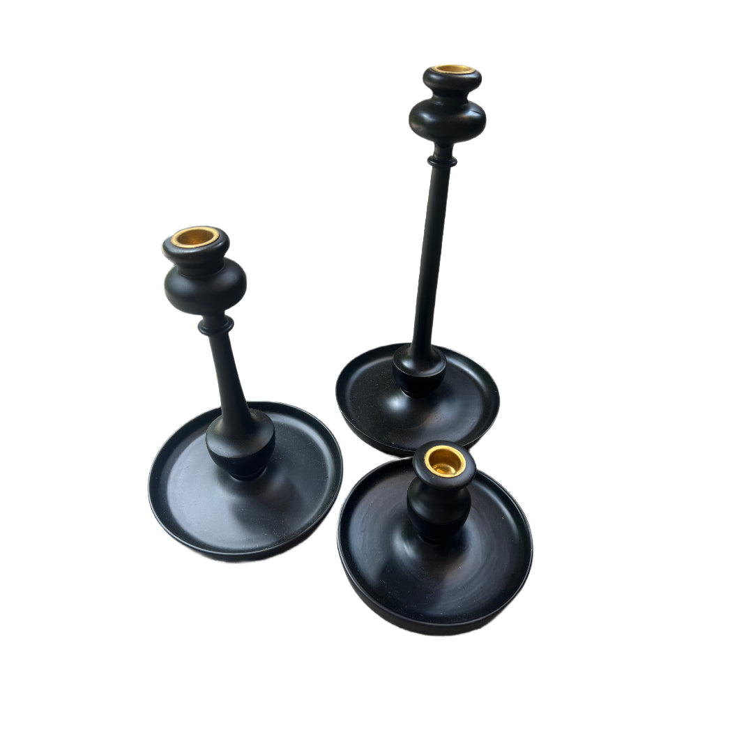 Candlestick Holder with Tray - Ebony