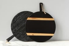 Black/Wood Large Round Charcuterie Board