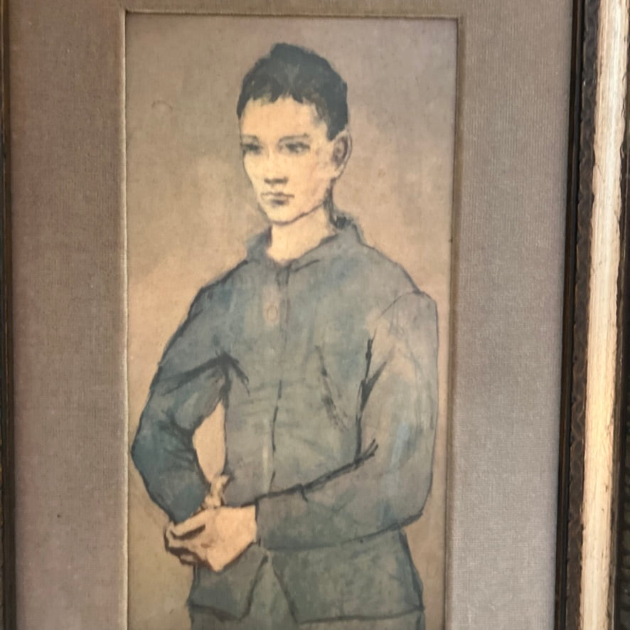 Vintage Framed Lithograph of the Blue Boy portrait by Pablo Picasso