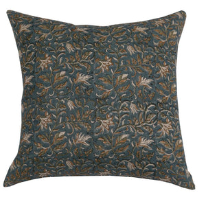 Teal / Beige Floral Block Print Lumbar Pillows
