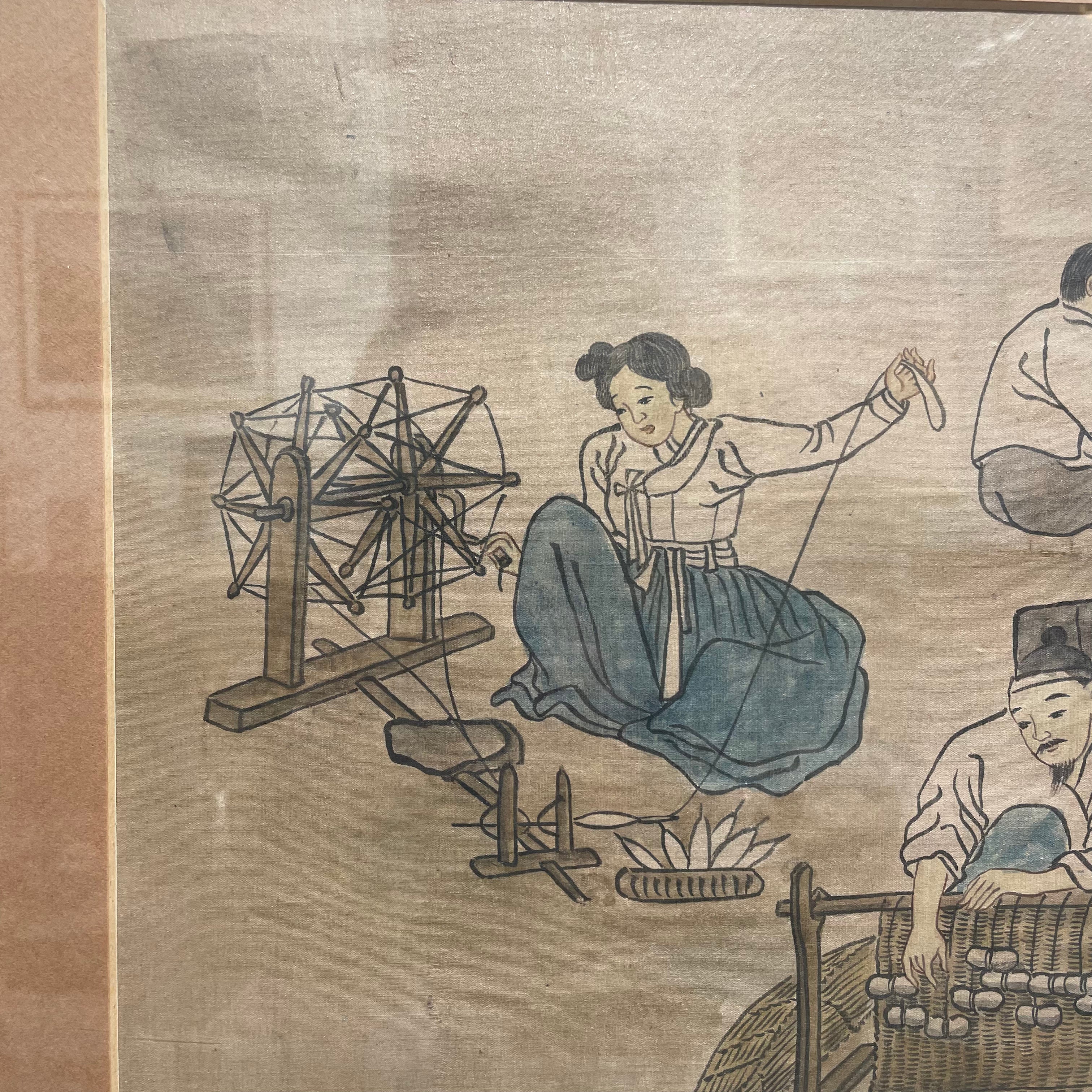 Korean Silk Making Painting