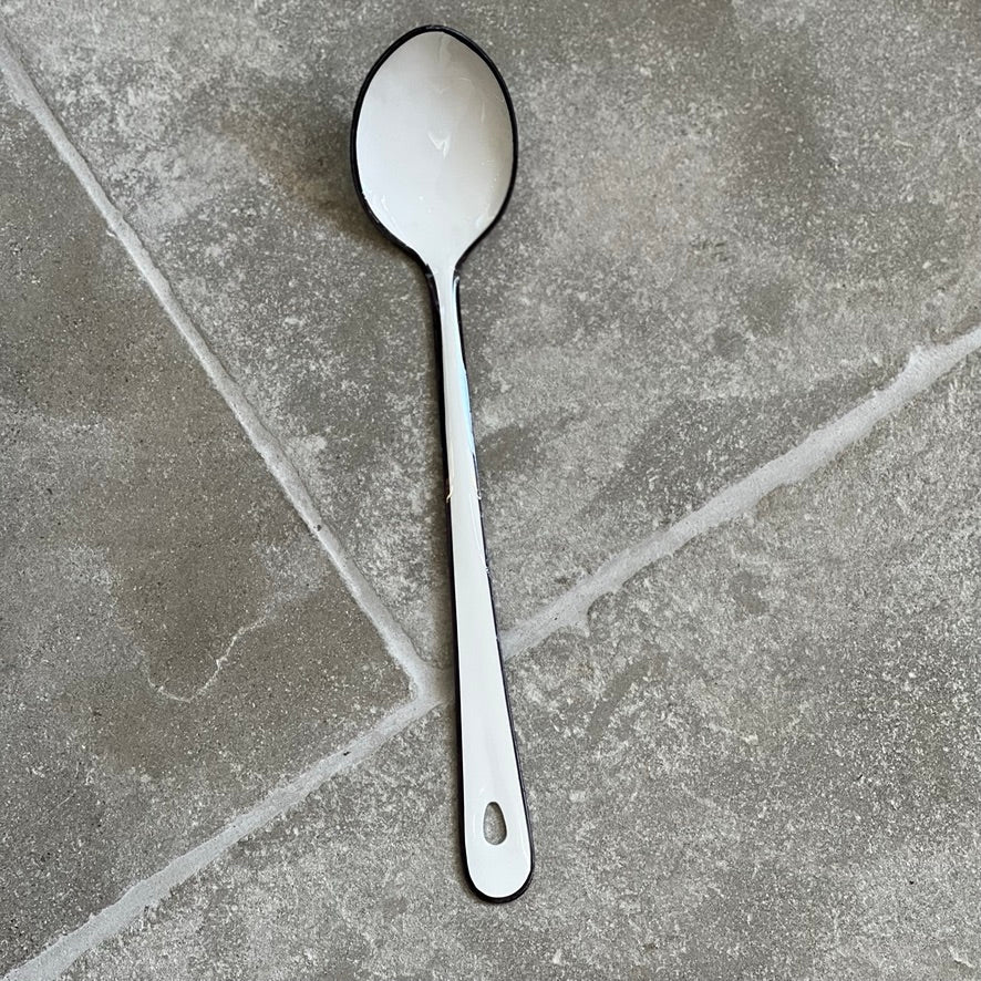 White Enamel Mixing Spoon