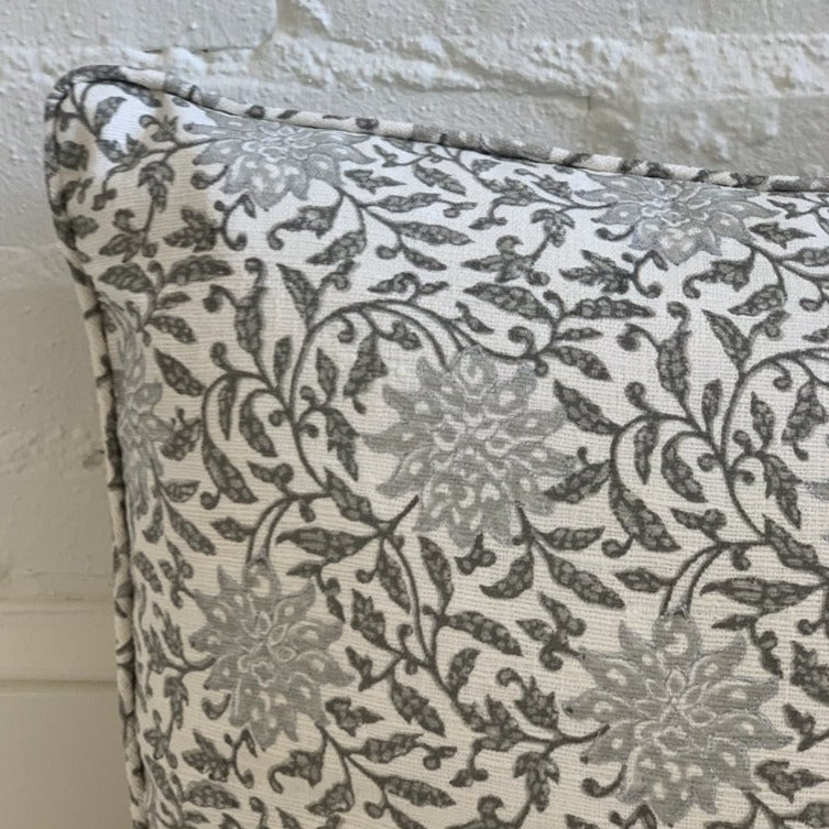Silver & Taupe Floral Pillow