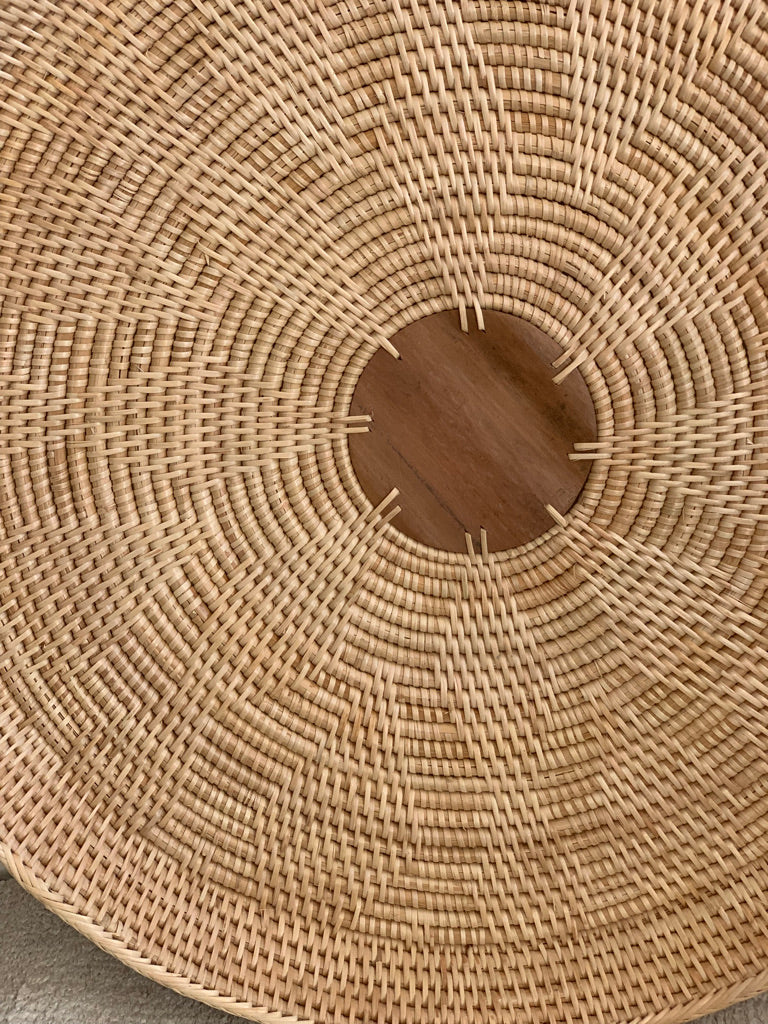 Large Round Tray with Palm Leaf Center
