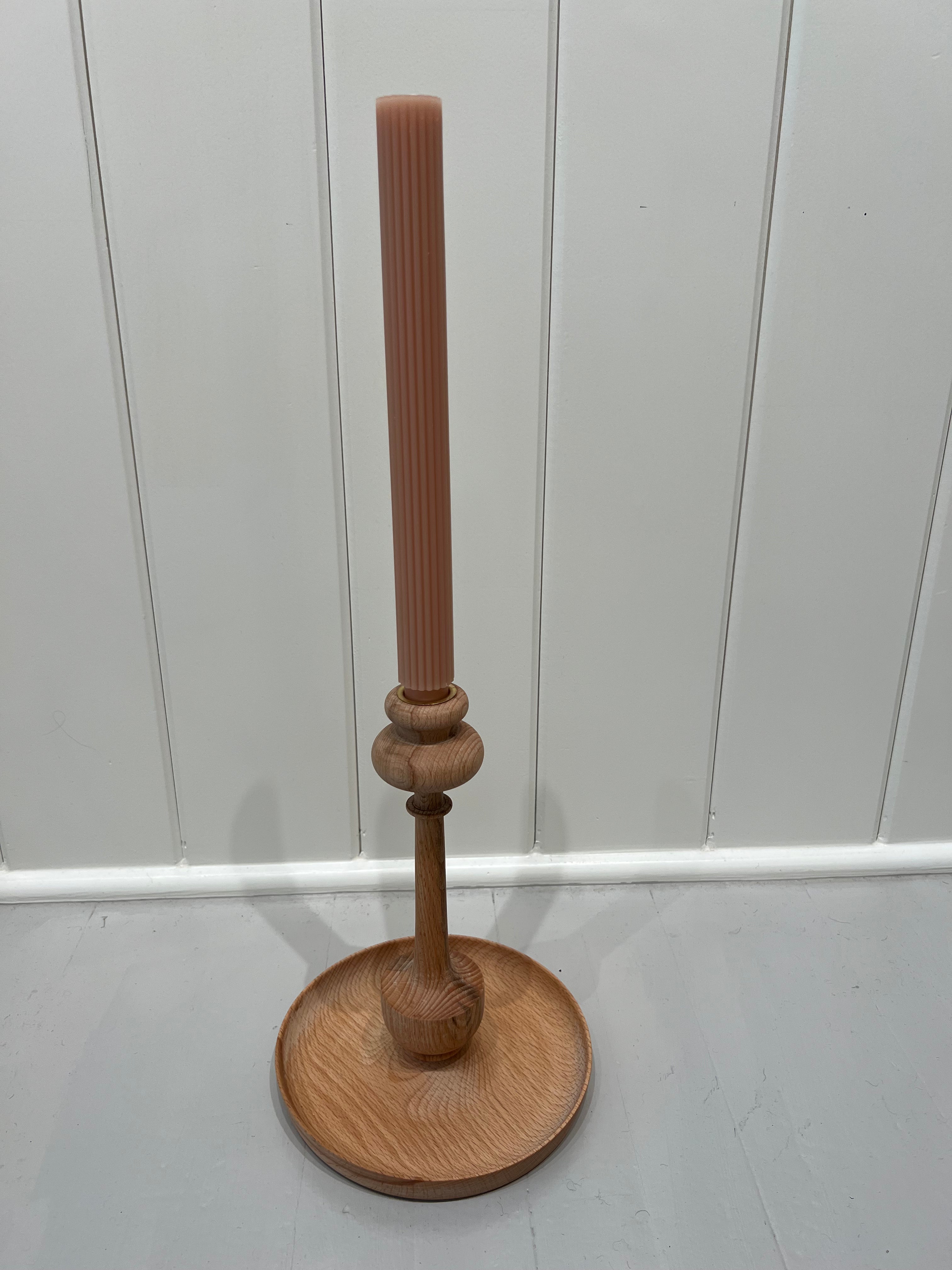 Candlestick Holder with Tray - Beechwood