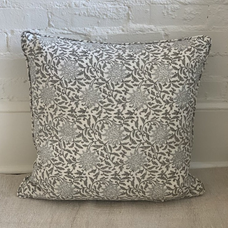 Silver & Taupe Floral Pillow