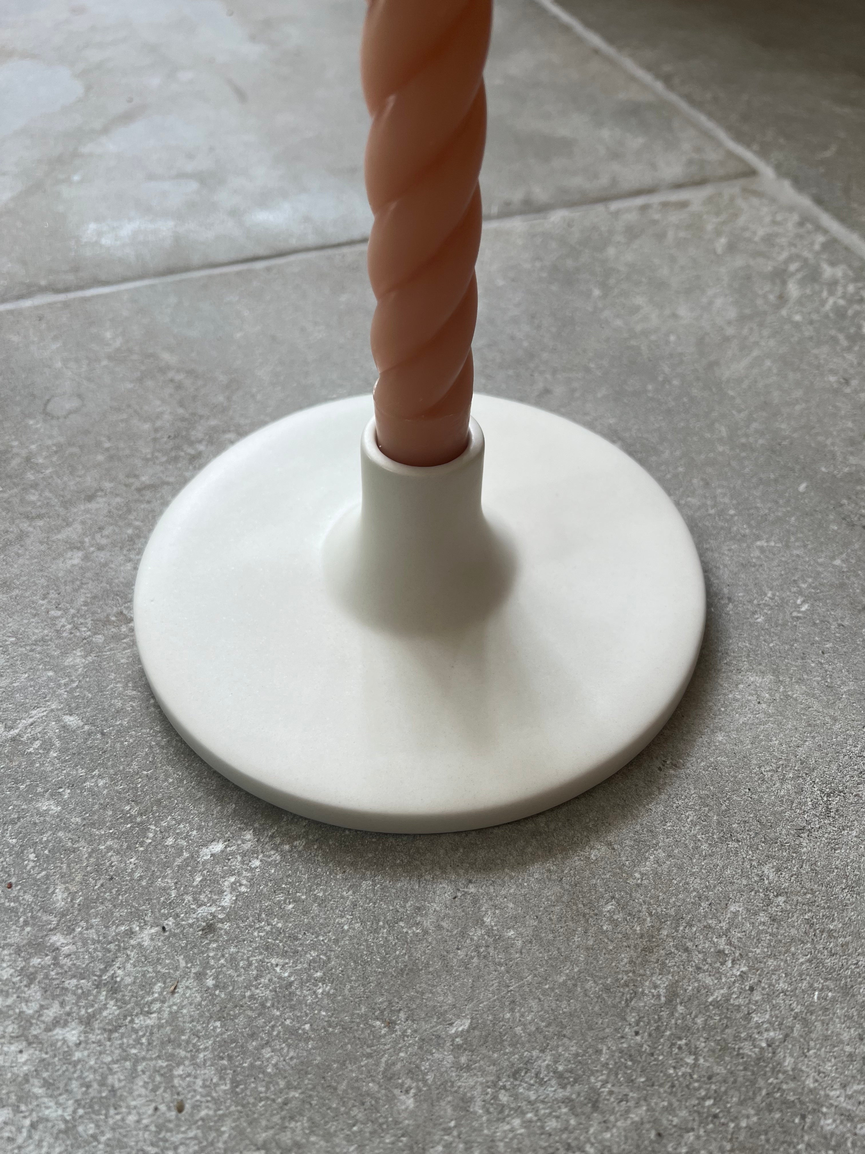 Ceramic Taper Candle Holders - Smoke & White