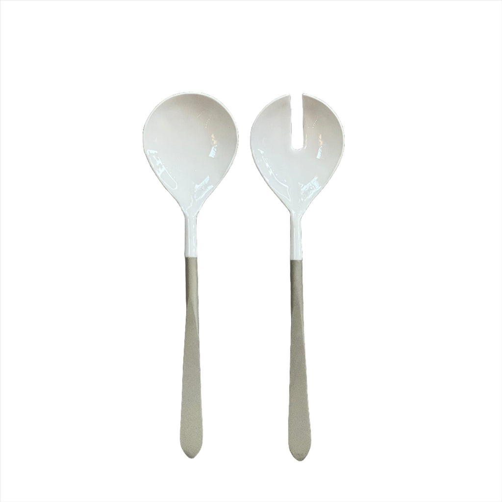 White and Gray Enamel Serve Set