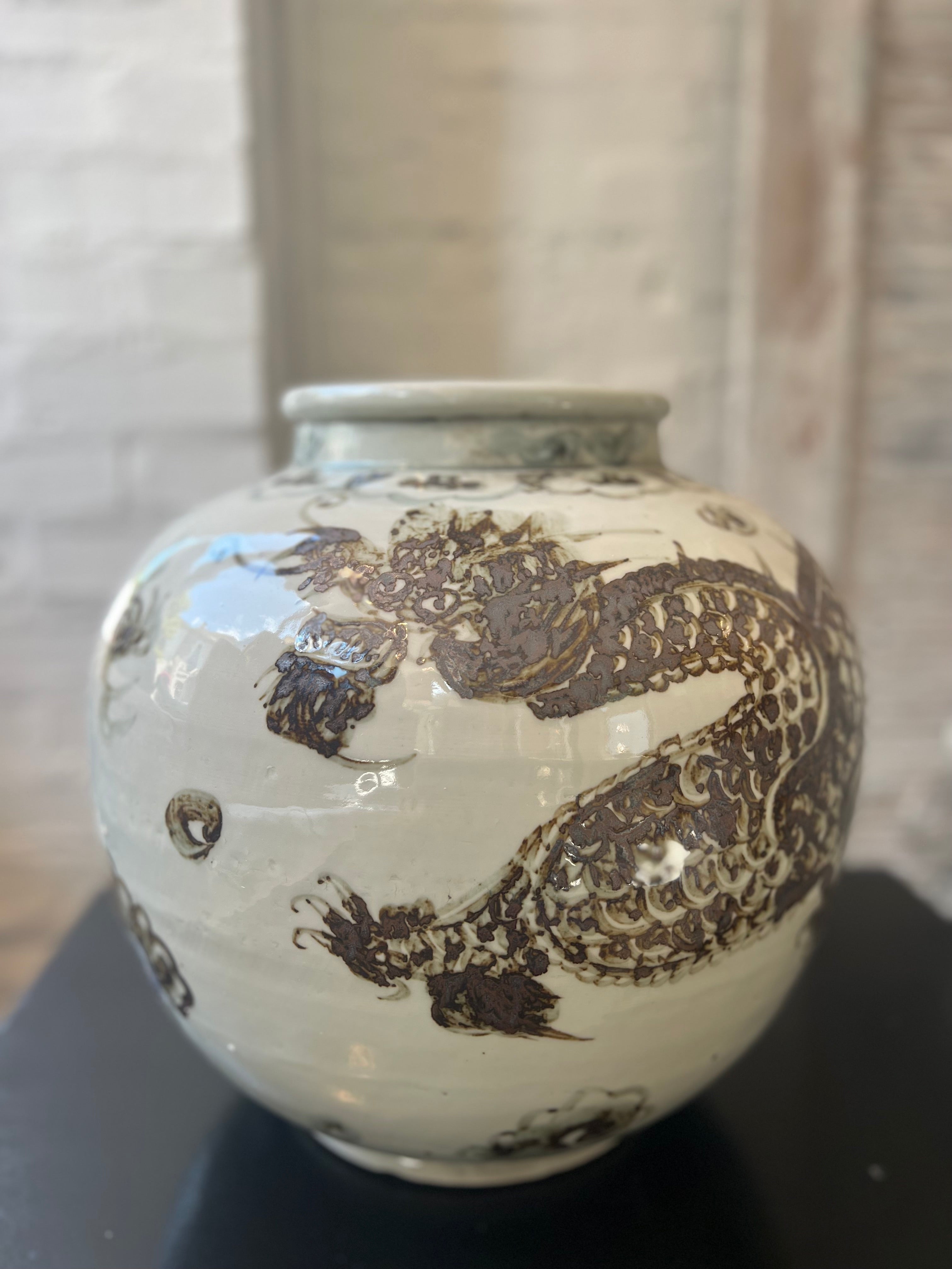 Brown Dragon Vase