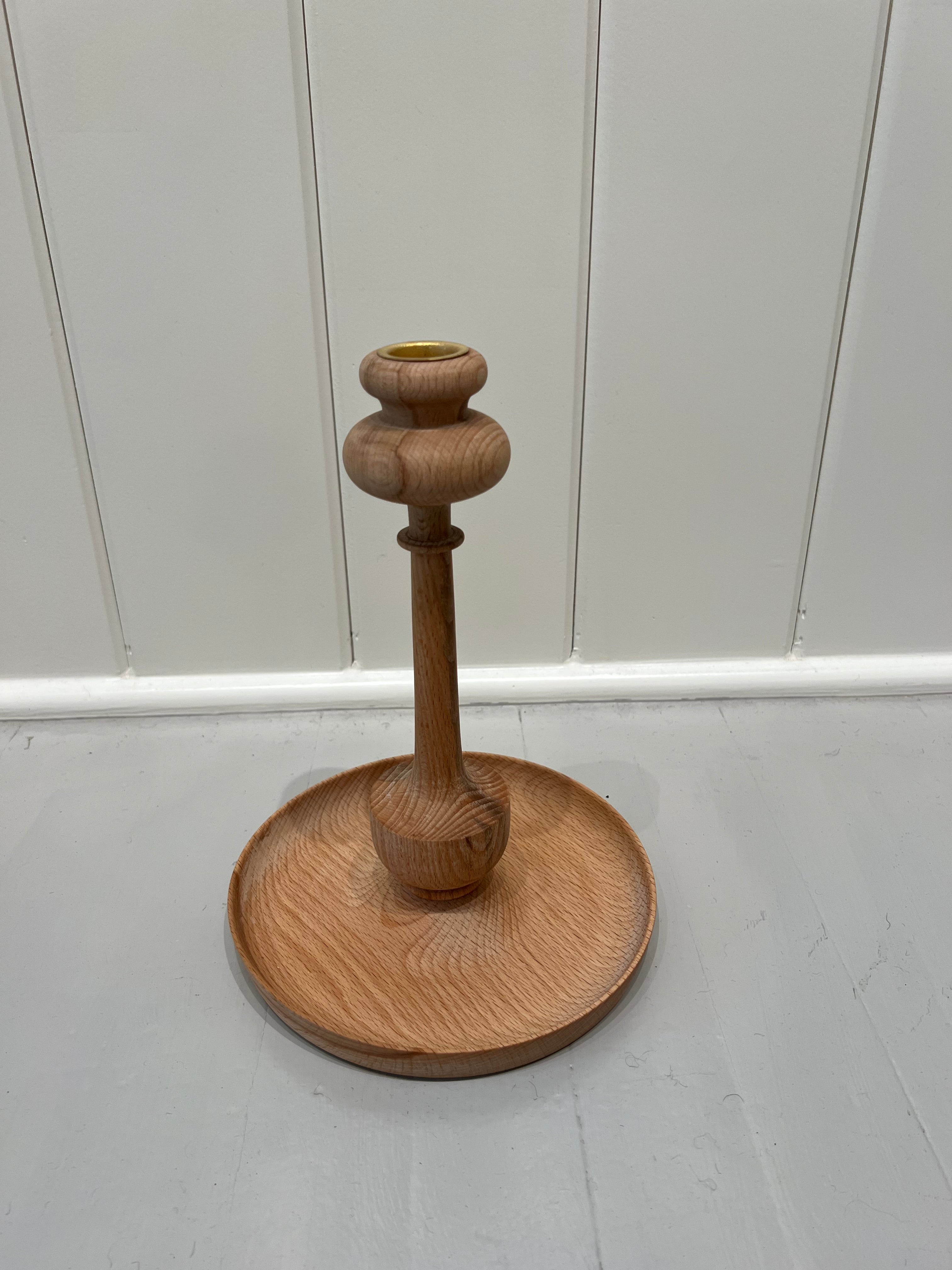 Candlestick Holder with Tray - Beechwood