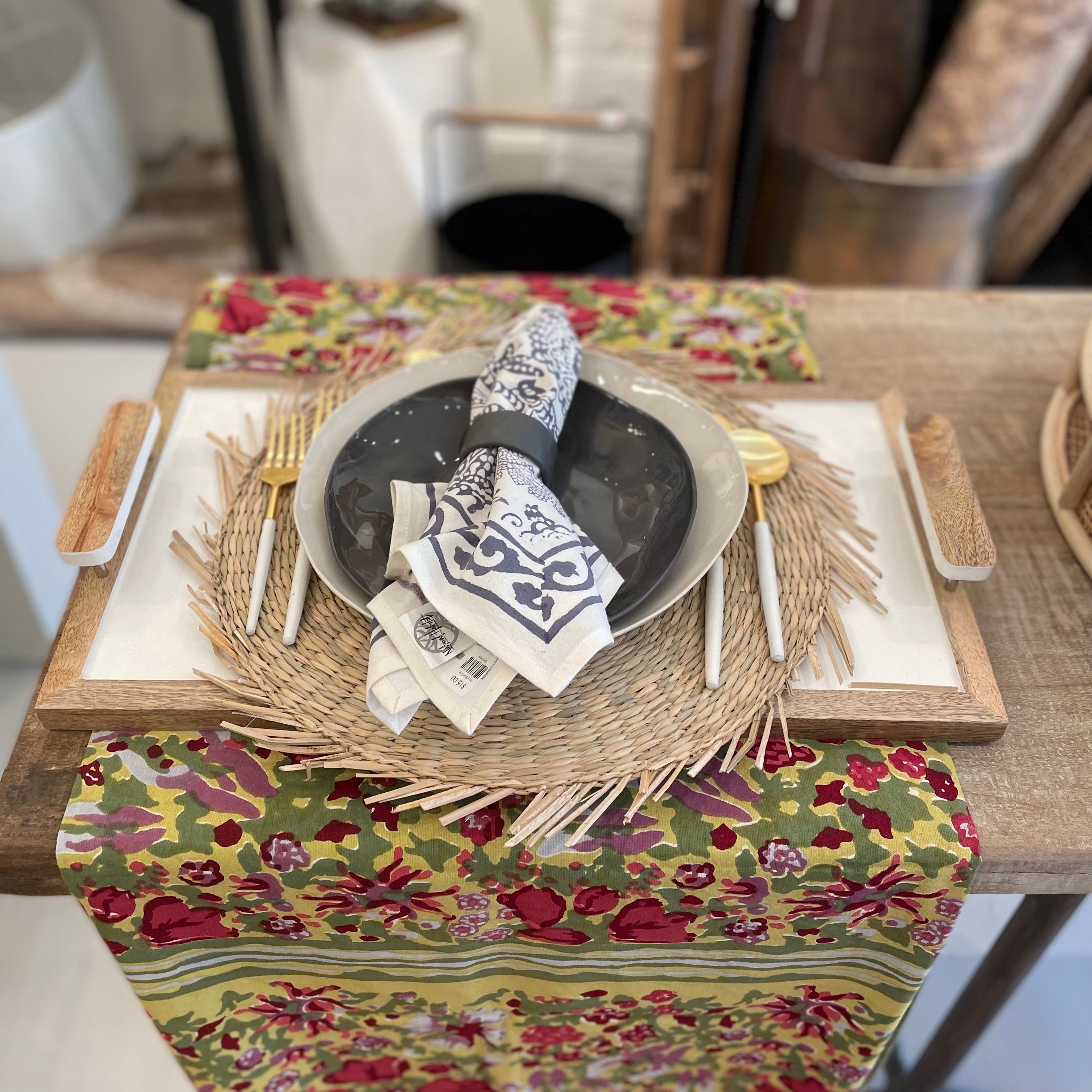 Mango Wood & Enamel ServingTray