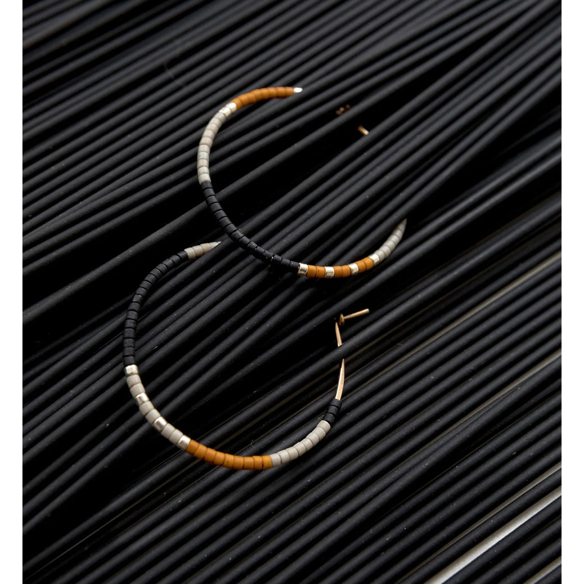 Glass Bead Hoop Earrings - Small