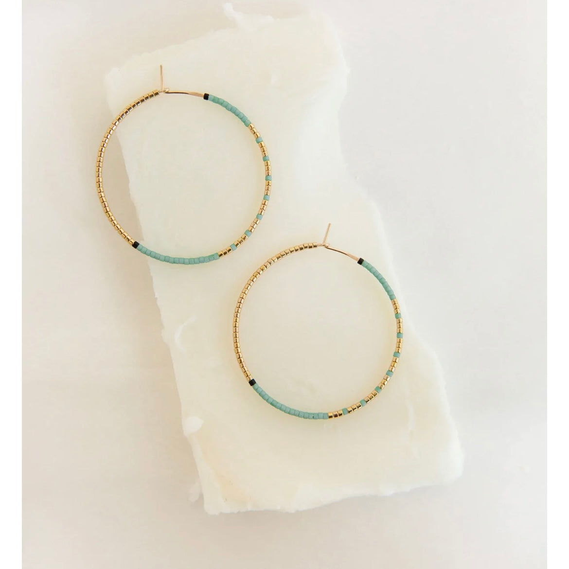 Glass Bead Hoop Earrings - Large