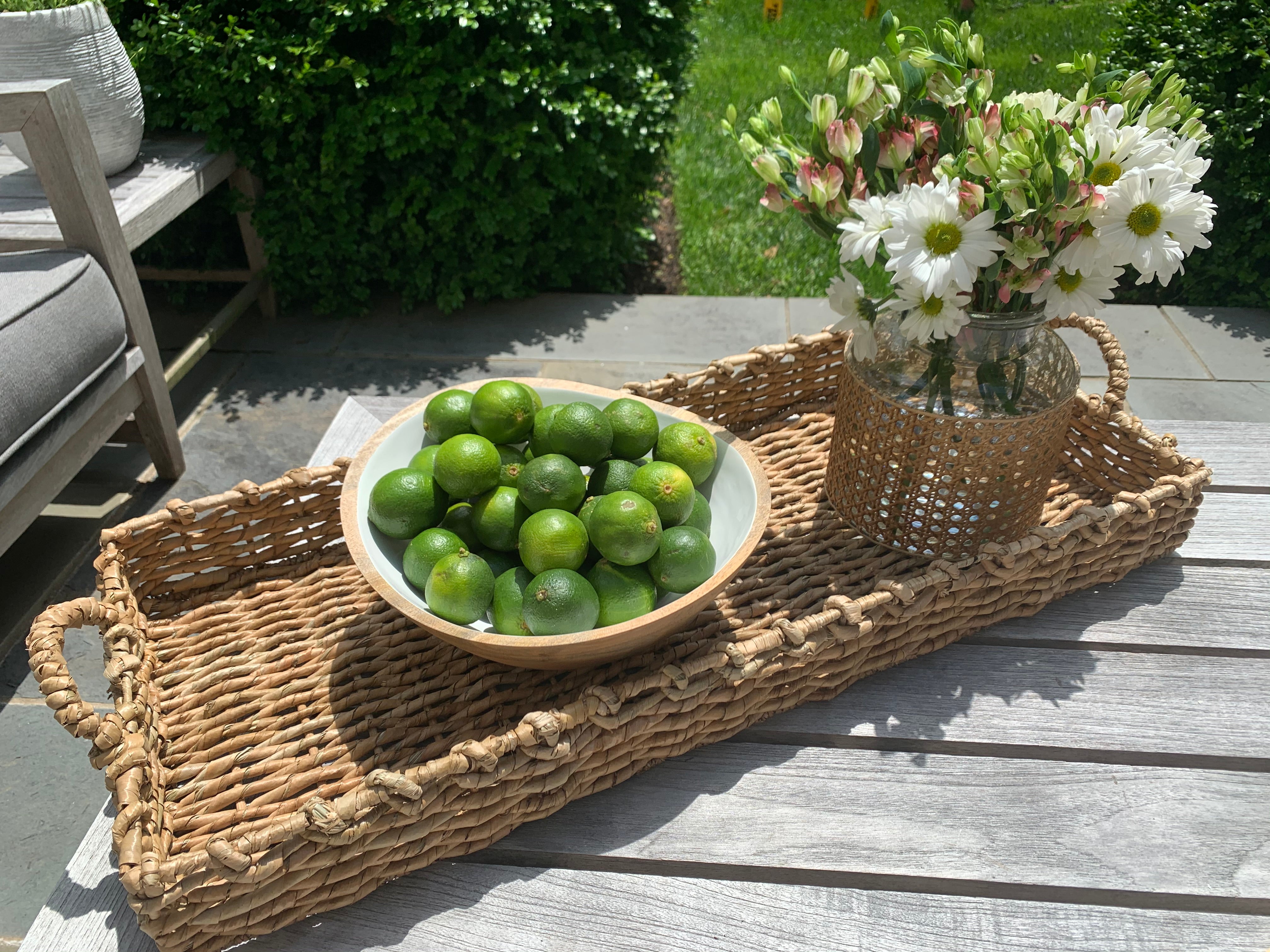Decorative Seagrass Tray with Handles