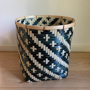 Diagonal Stripe Bamboo Basket