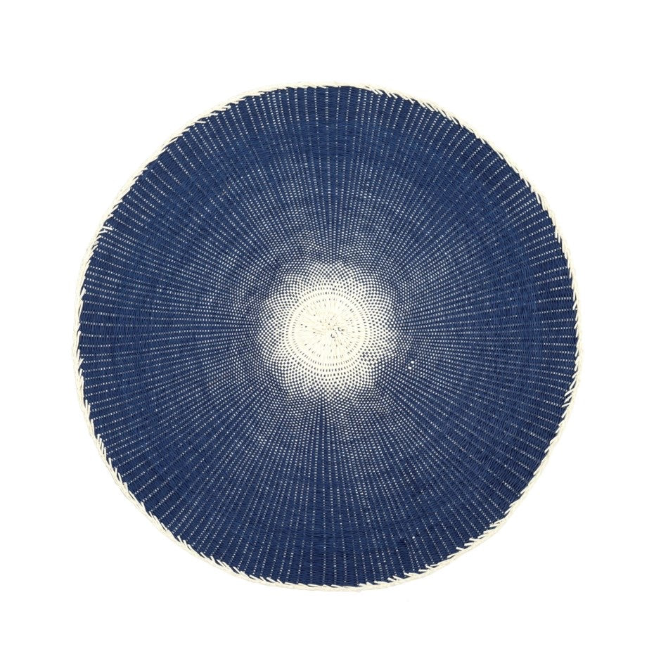 Navy Round Natural Placemat